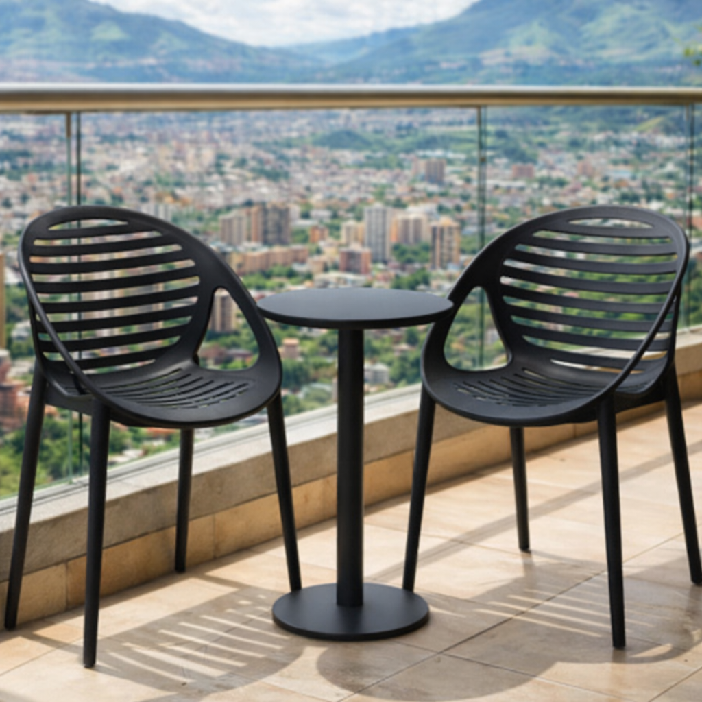 Set de 4 Sillas Tokio con Brazos, Color Negro, con Espaldar y Diseño Moderno