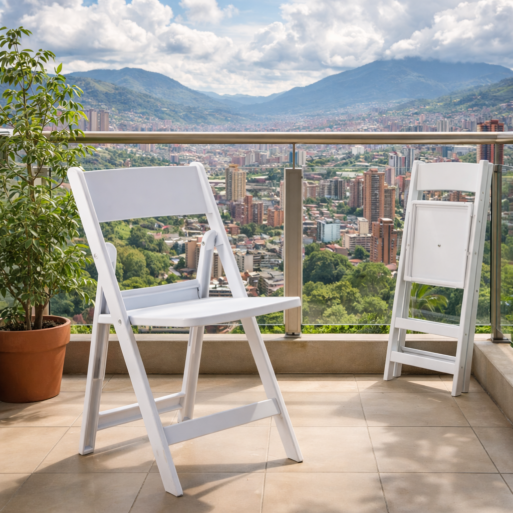 Silla Plegable Erin, Blanco, Diseño Práctico y Funcional