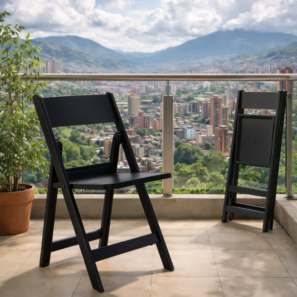 Set de 2 Sillas Plegables Erin, Negro, Diseño Práctico y Funcional