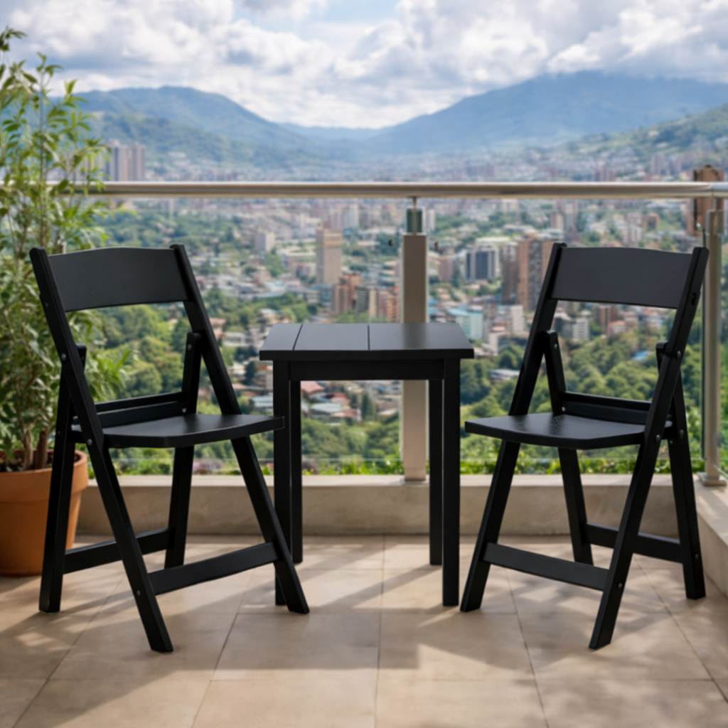 Set de 2 Sillas Plegables Erin, Negro, Diseño Práctico y Funcional