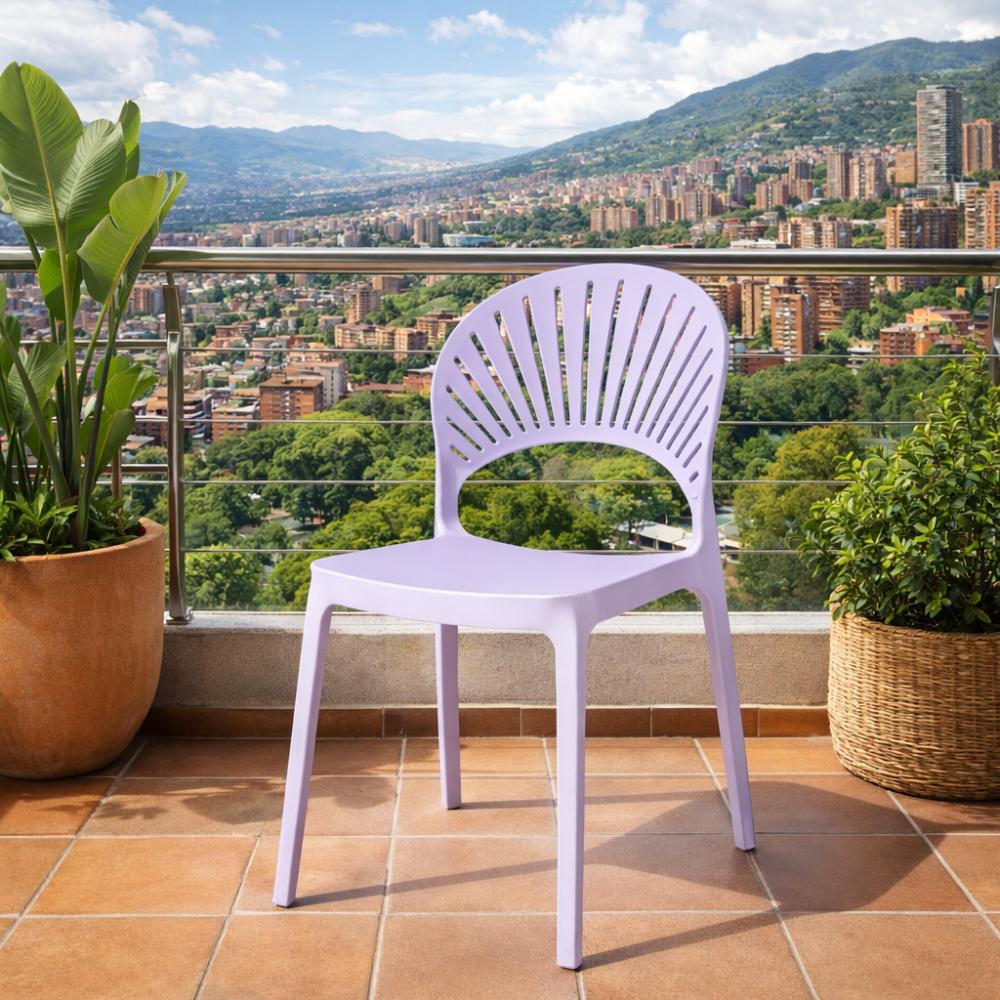 Silla Paraíso, Color Lila, con Espaldar y Diseño Moderno