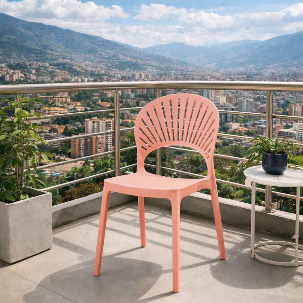 Silla Paraíso, Color Mandarina, con Espaldar y Diseño Moderno