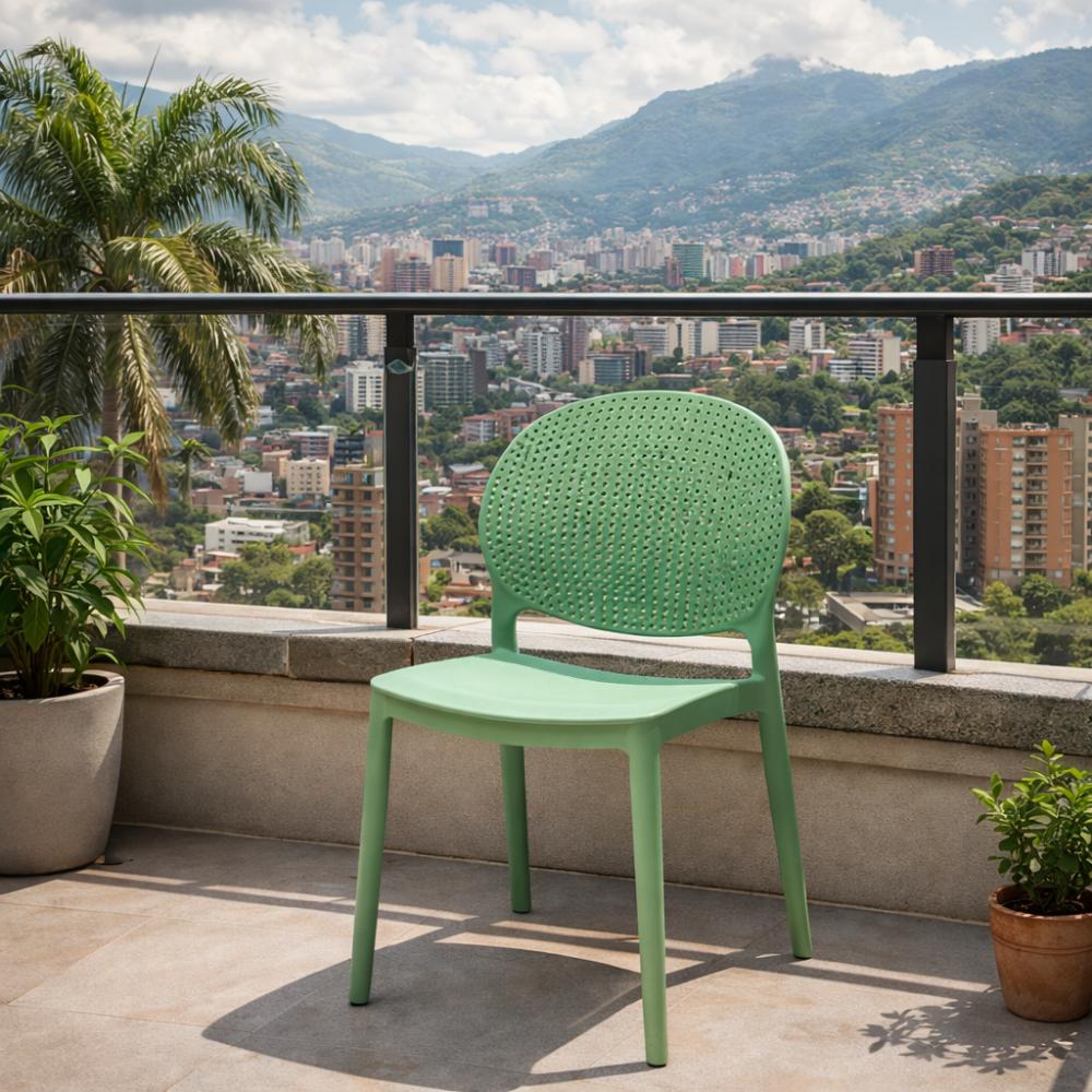 Set de 2 Sillas Florida, Color Verde, con Espaldar y Diseño Moderno