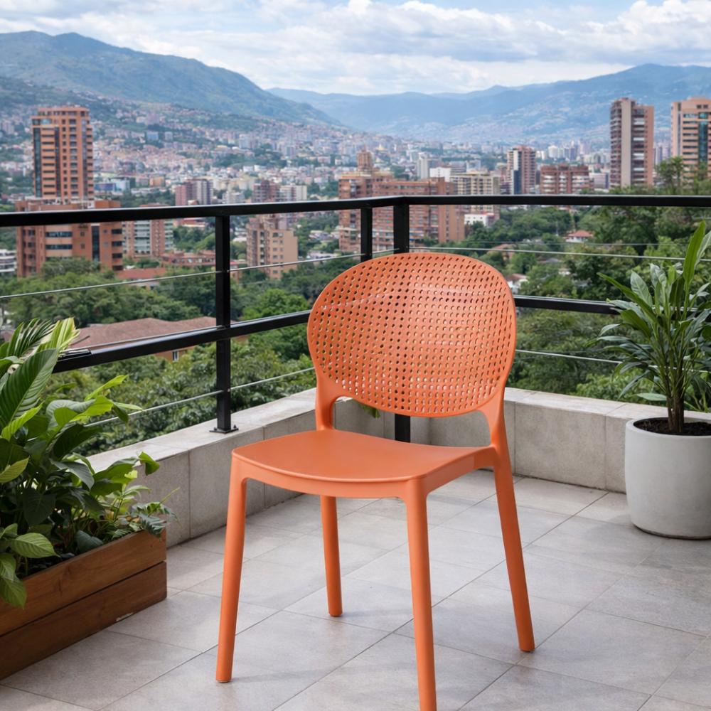 Set de 2 Sillas Florida, Color Terracota, con Espaldar y Diseño Moderno