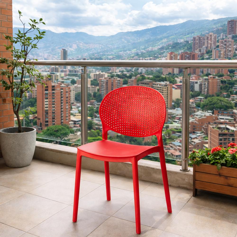 Set de 2 Sillas Florida, Color Rojo, con Espaldar y Diseño Moderno