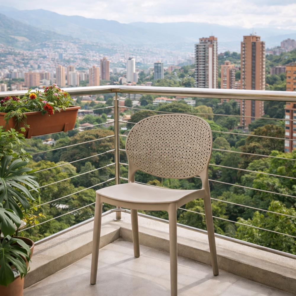 Set de 2 Sillas Florida, Color Taupe, con Espaldar y Diseño Moderno