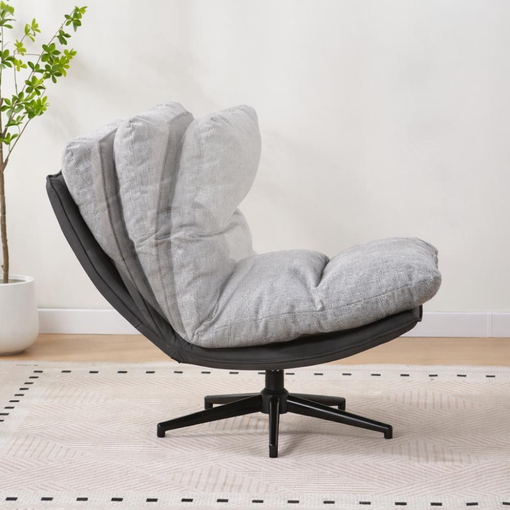 Poltrona Giratoria Marsella, Negro y Gris, Con Diseño Moderno