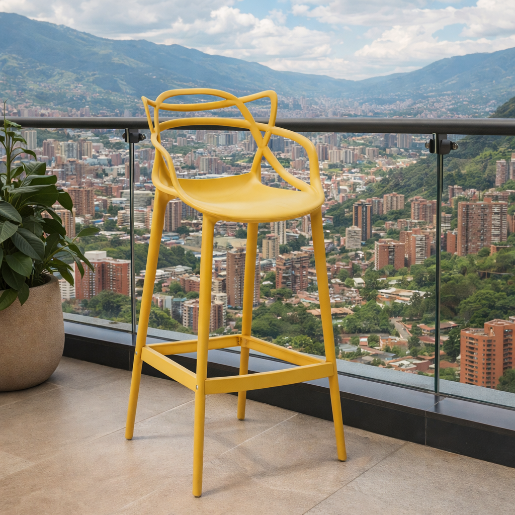 Set de 2 Sillas para Bar Palermo, Mostaza, con Reposa Pies Doble Propósito