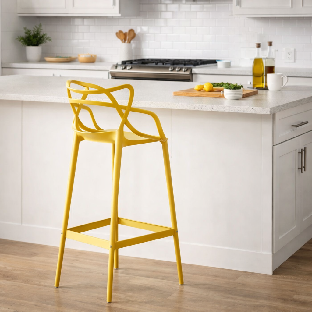 Silla para Bar Palermo, Mostaza, con Reposa Pies Doble Propósito