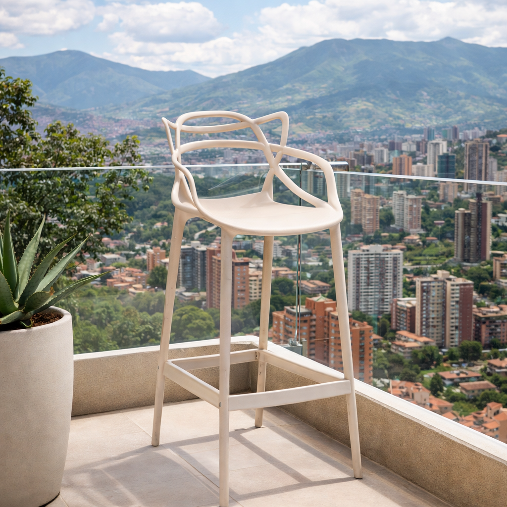 Silla para Bar Palermo, Taupe, con Reposa Pies Doble Propósito