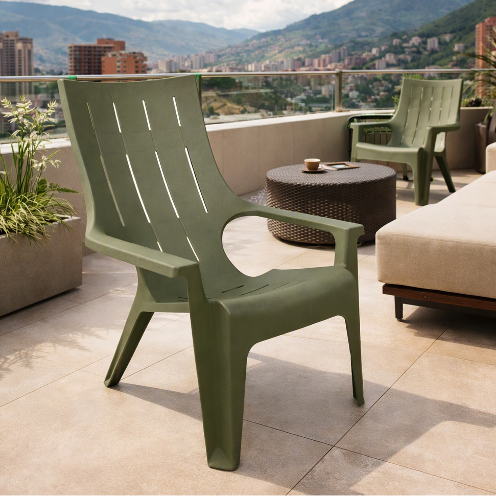 Silla Playera con Brazos Ocean, Verde, con Espaldar y Reposa Brazos