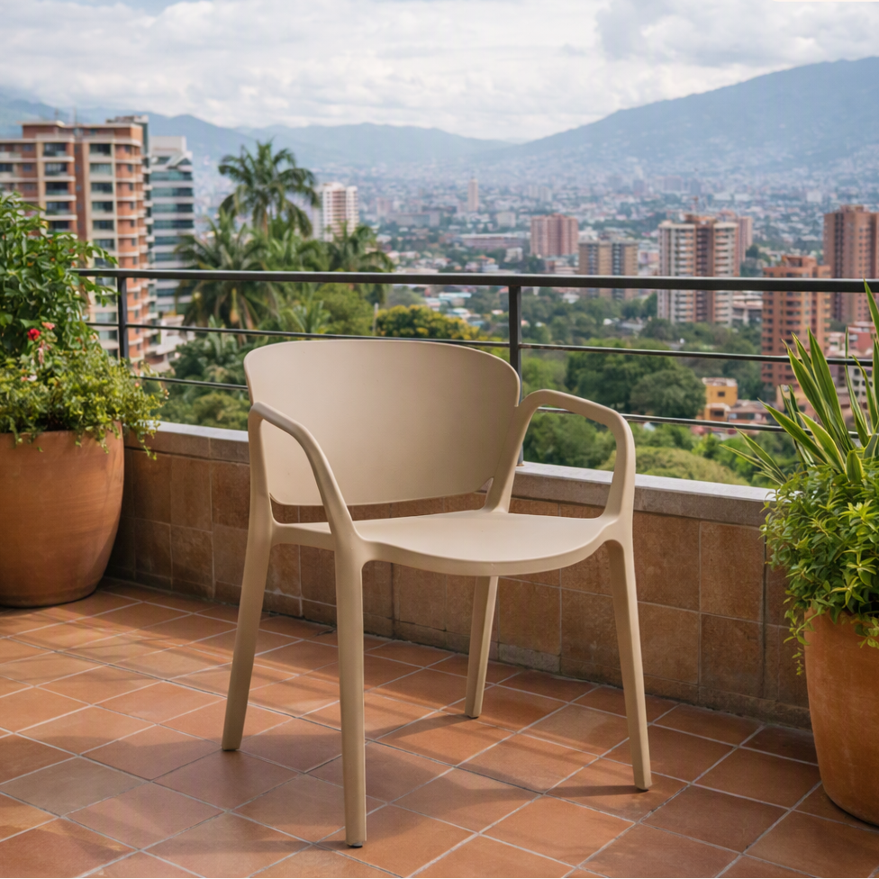 Silla con Brazos California, Khaki, con Espaldar y Diseño Minimalista