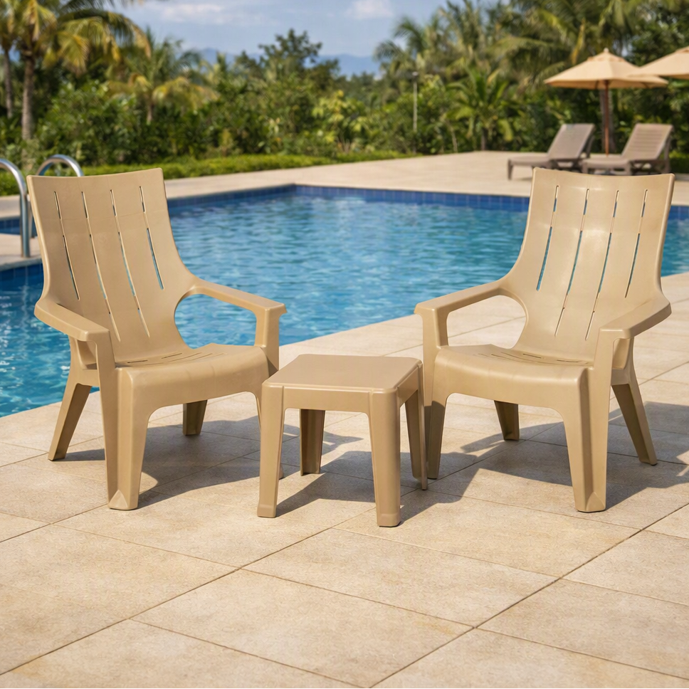 Silla Playera con Brazos Ocean, Khaki, con Espaldar y Reposa Brazos