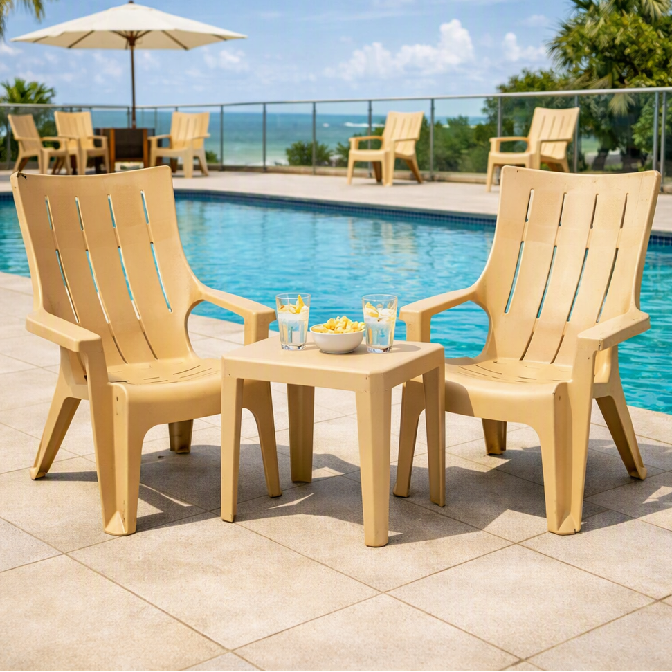 Set de 4 Sillas Playera con Brazos Ocean, Amarillo, con Espaldar y Reposa Brazos