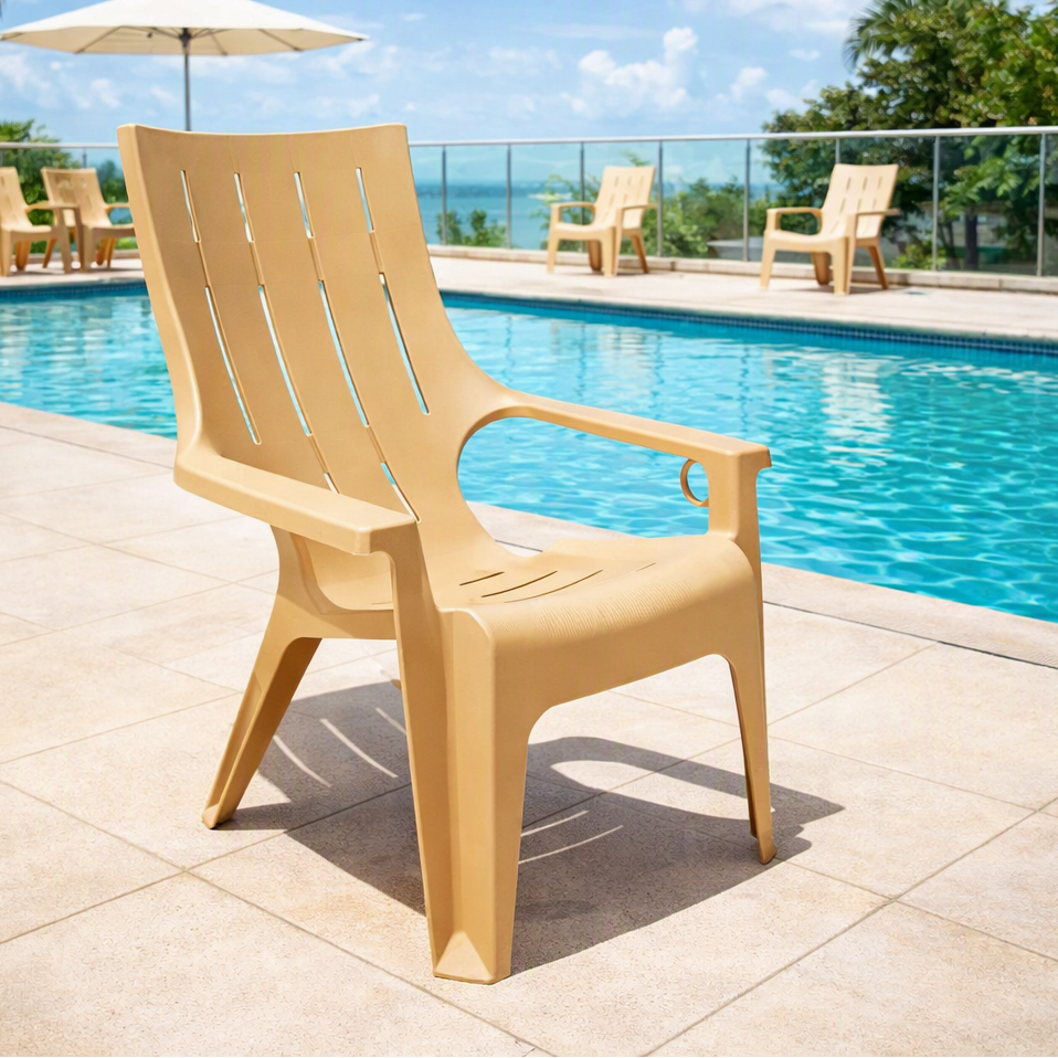 Silla Playera con Brazos Ocean, Amarillo, con Espaldar y Reposa Brazos