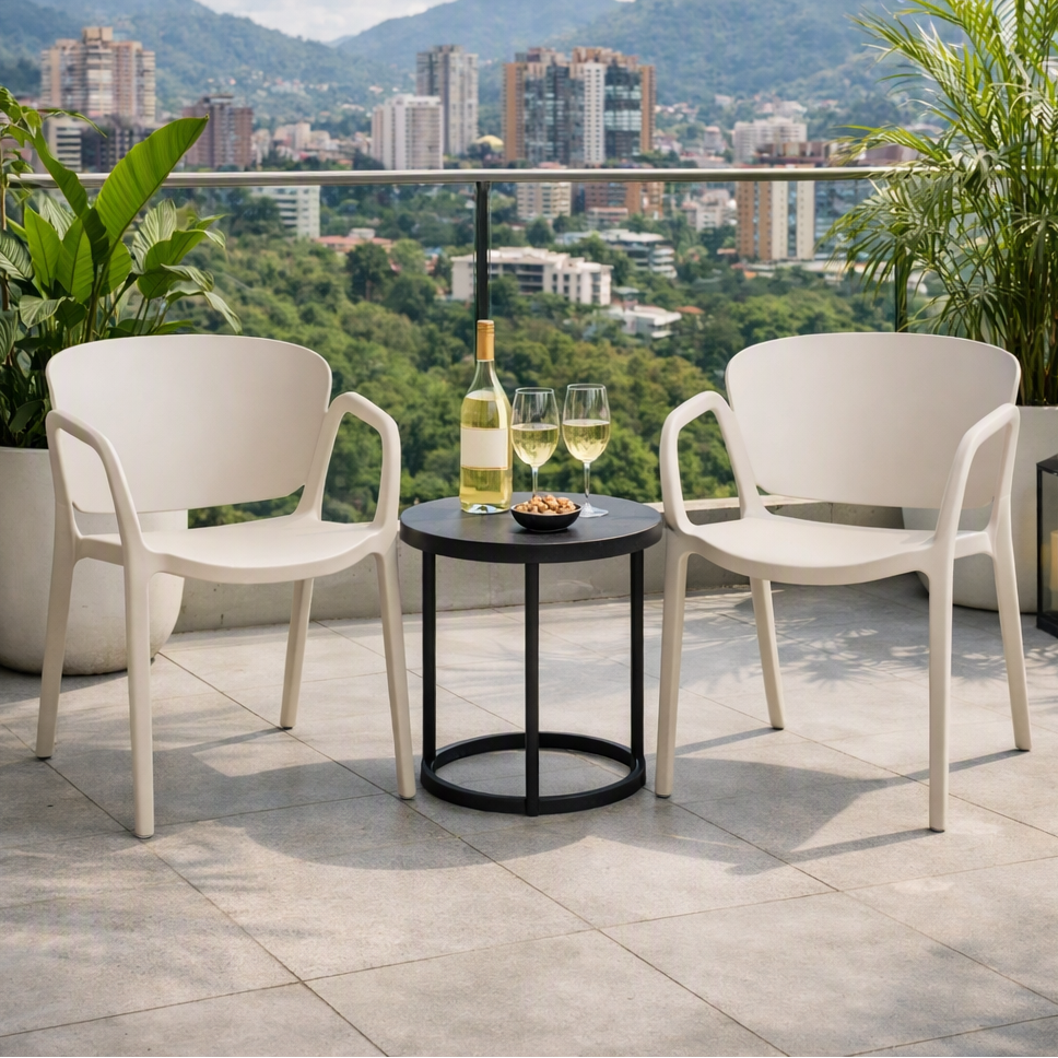 Set de 4 Sillas con Brazos California, Taupe Claro, con Espaldar y Diseño Minimalista
