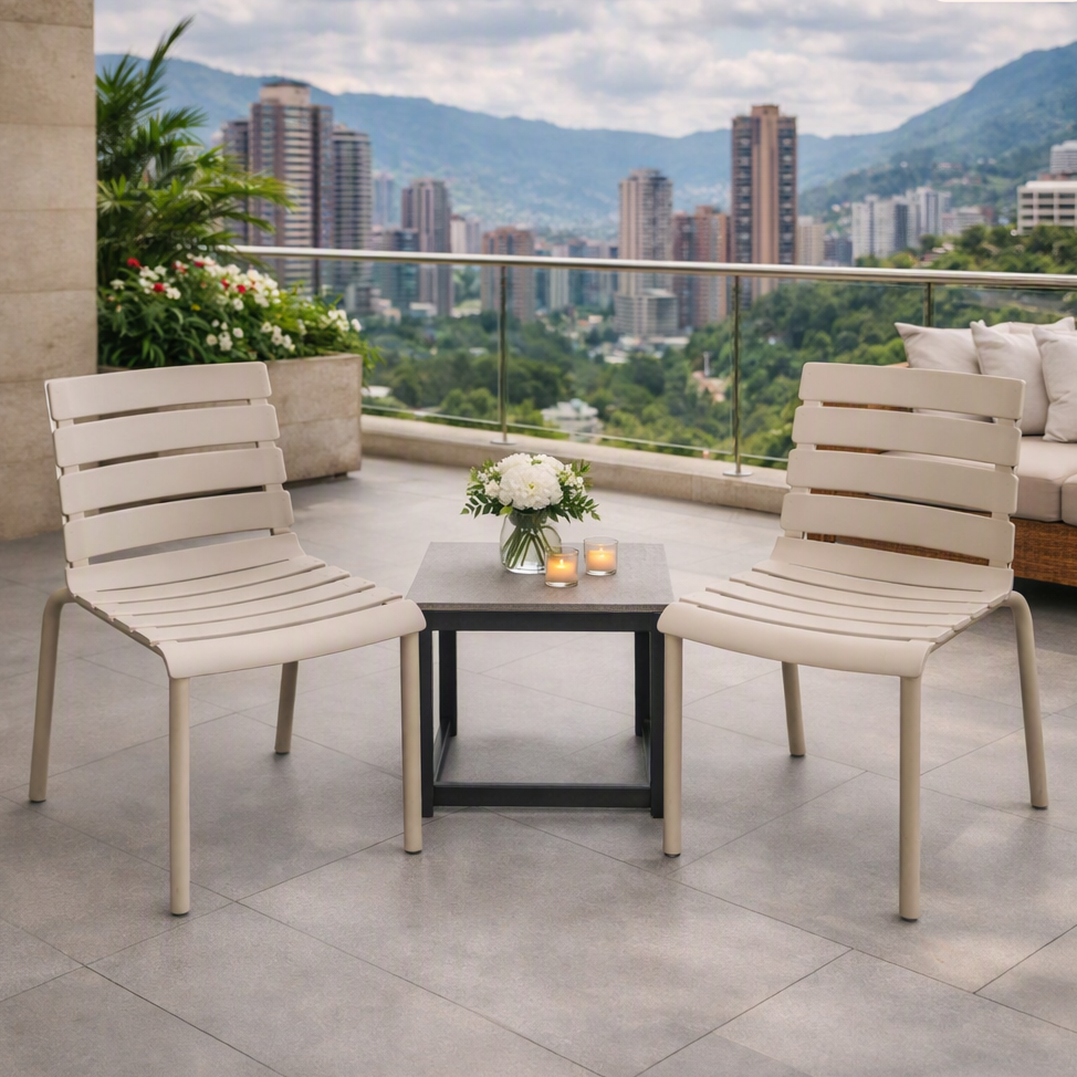 Set de 4 Sillas Montana, Taupe Claro, con Espaldar en Líneas Diseño Moderno