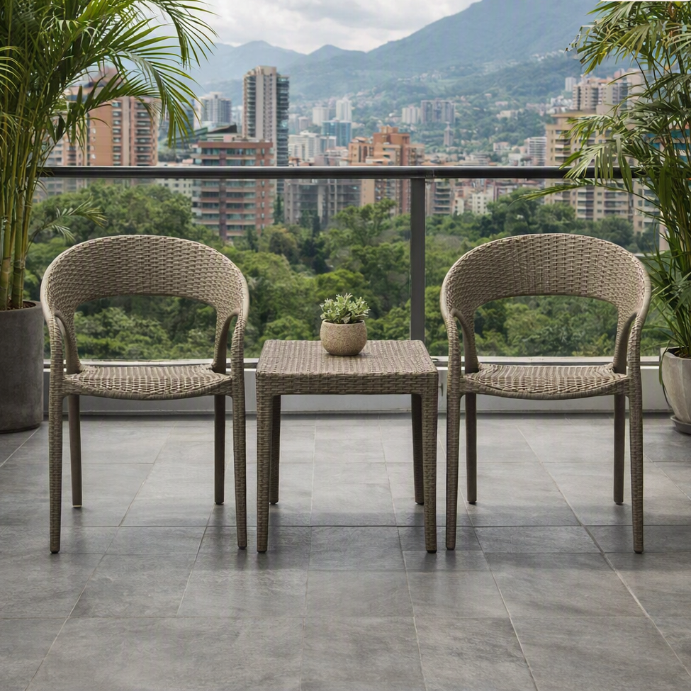 Silla Axel, Taupe, con Espaldar, Reposa Brazos y con Textura Trenzada
