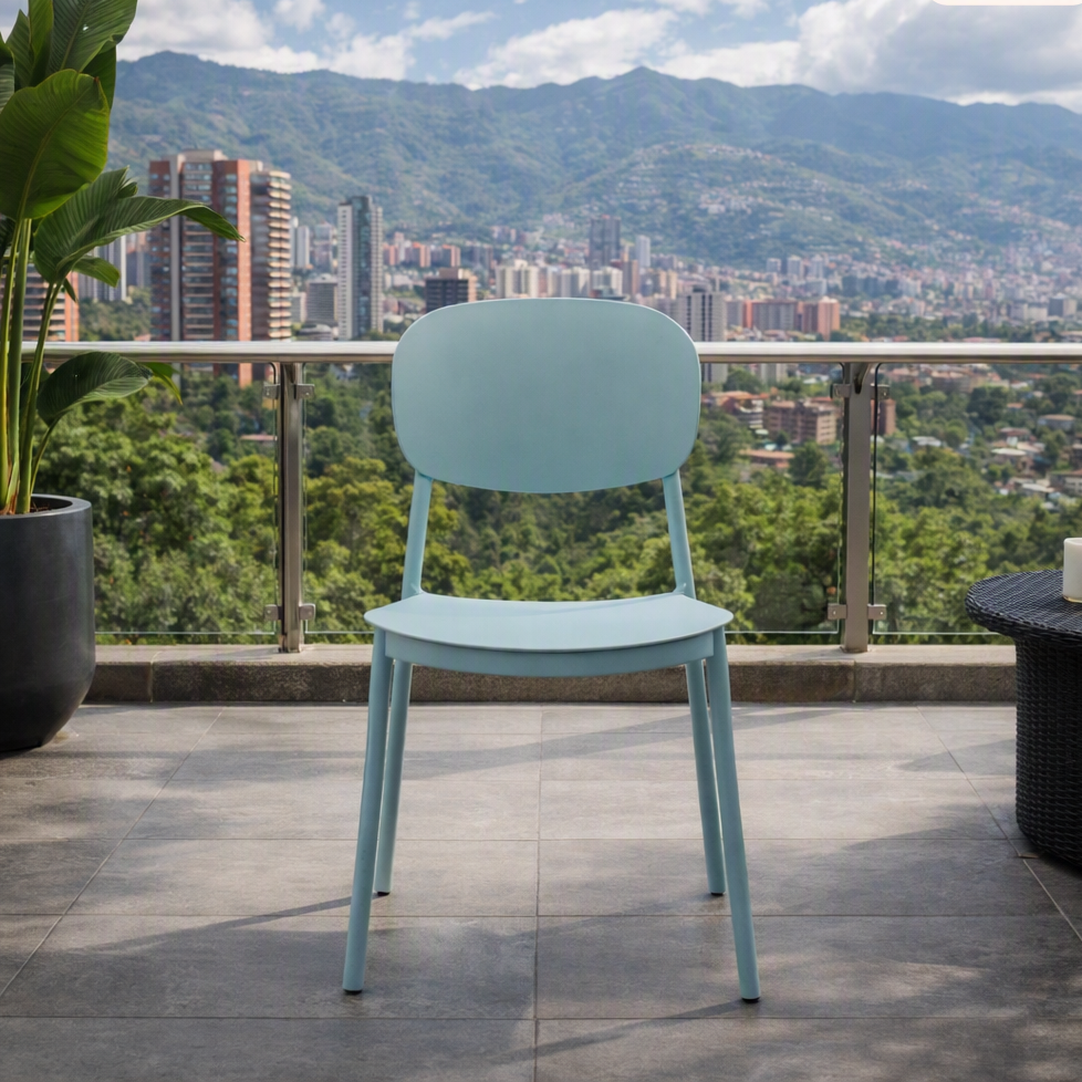 Silla Milán, Color Azul Claro, con Espaldar y Diseño Moderno