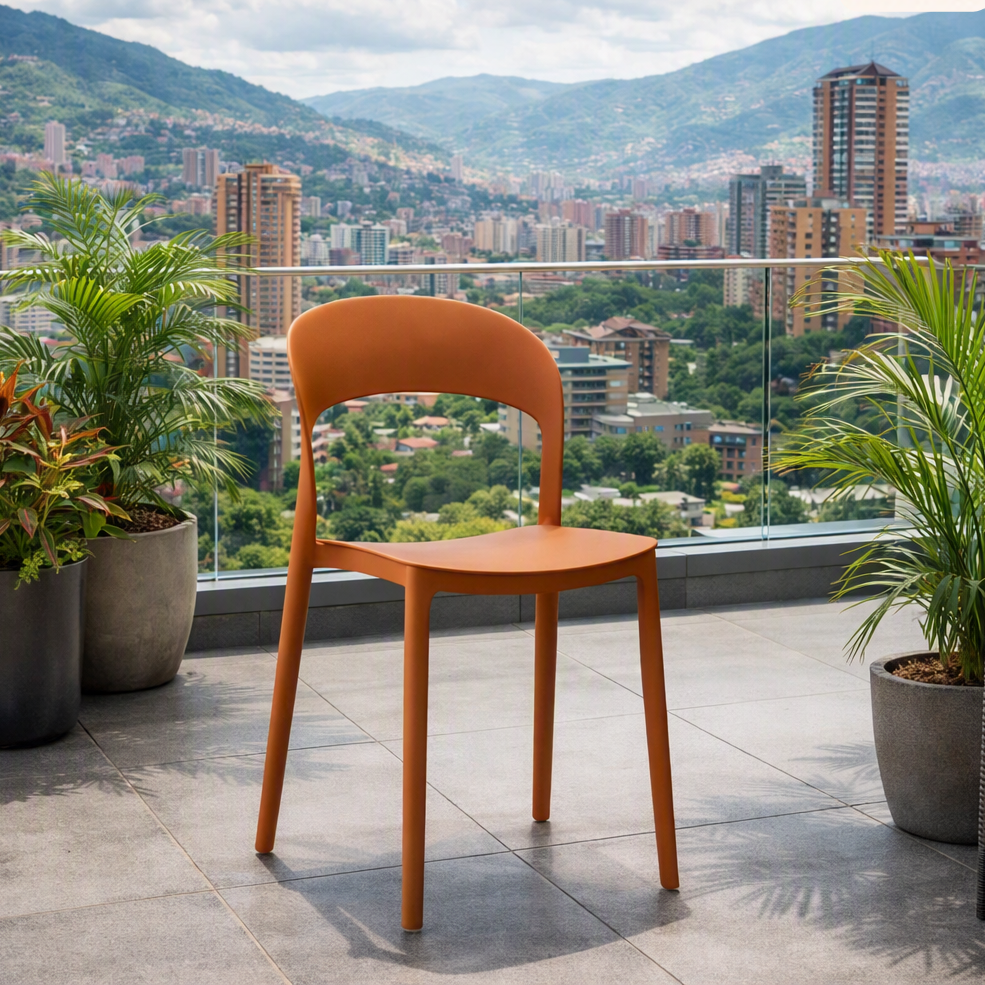 Silla Patrick, Color Terracota, con Espaldar y Diseño Moderno