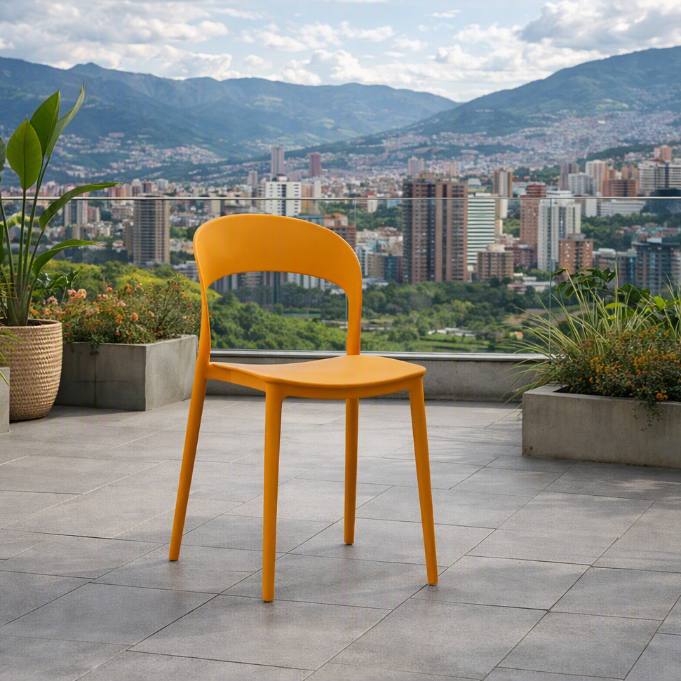 Silla Patrick, Color Naranja, con Espaldar y Diseño Moderno