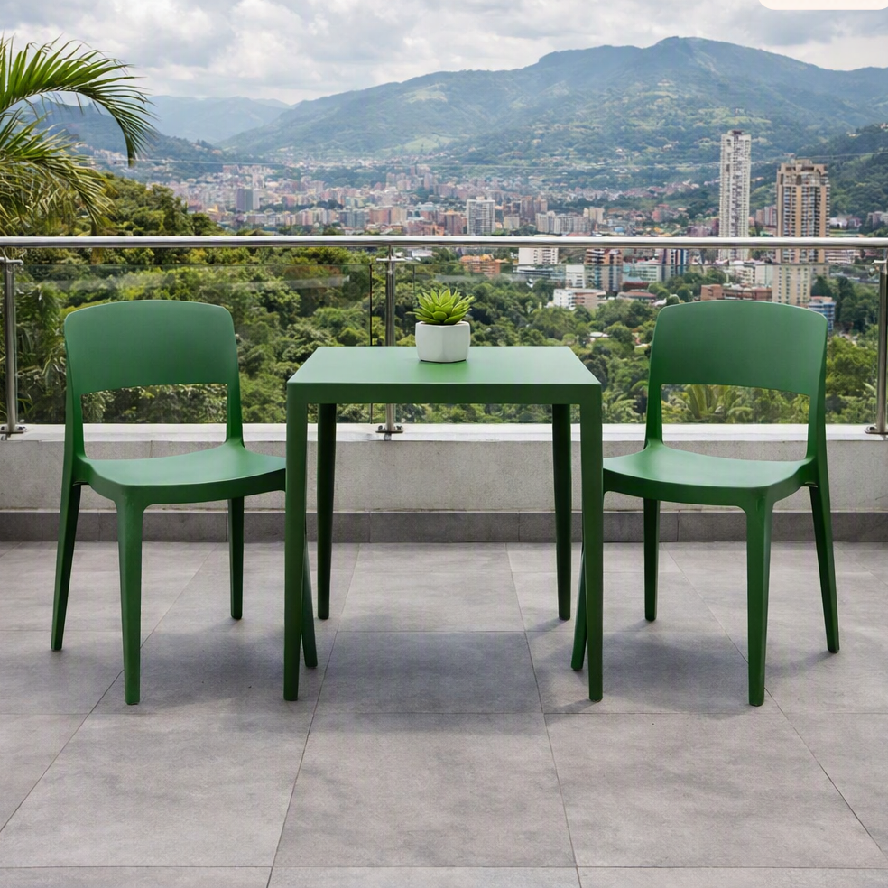 Silla Mónaco, Color Verde Olivo, con Espaldar y Diseño Moderno