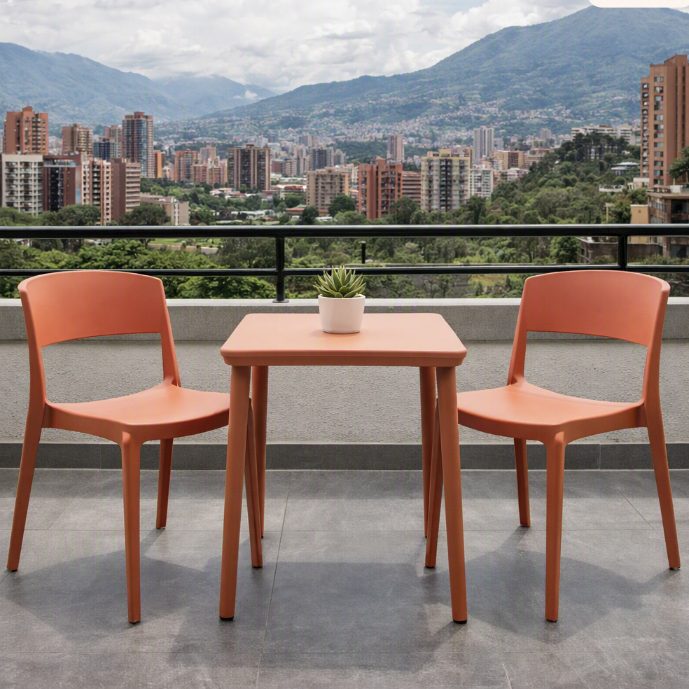 Silla Mónaco, Color Salmón, con Espaldar y Diseño Moderno