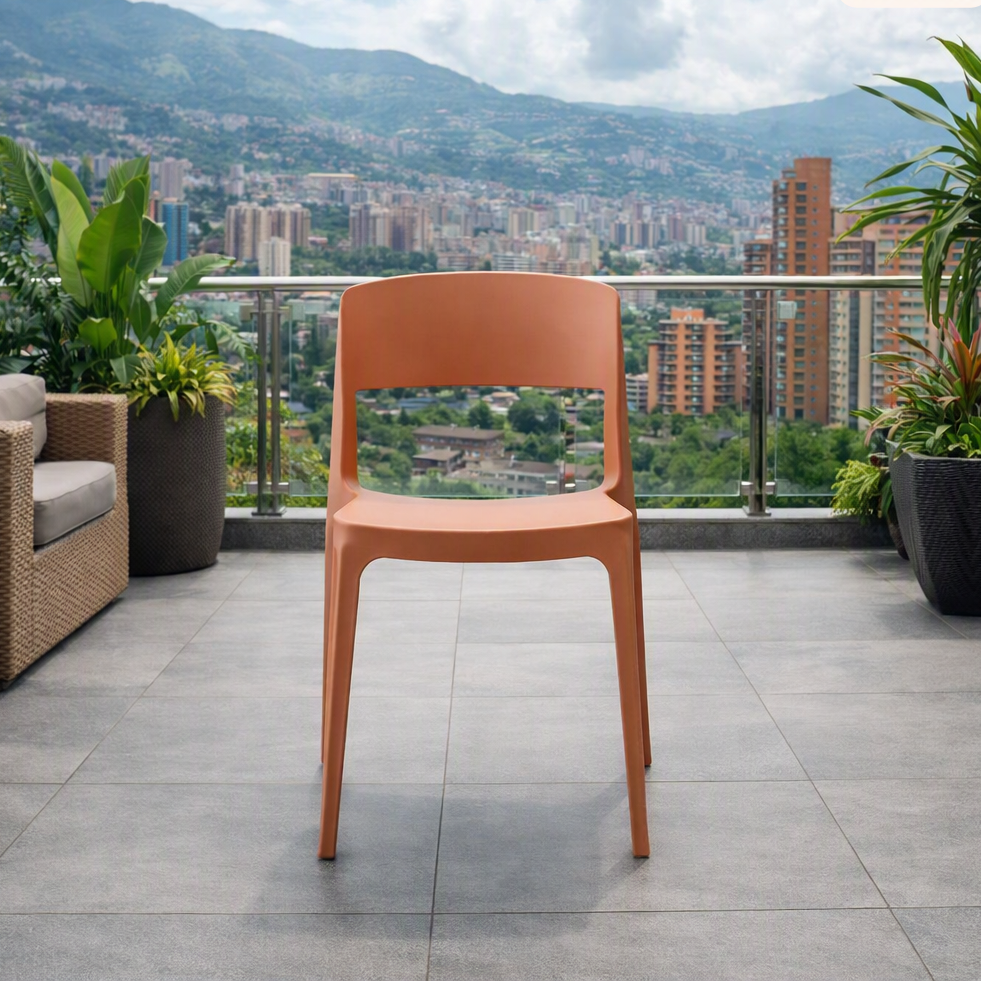 Silla Mónaco, Color Salmón, con Espaldar y Diseño Moderno