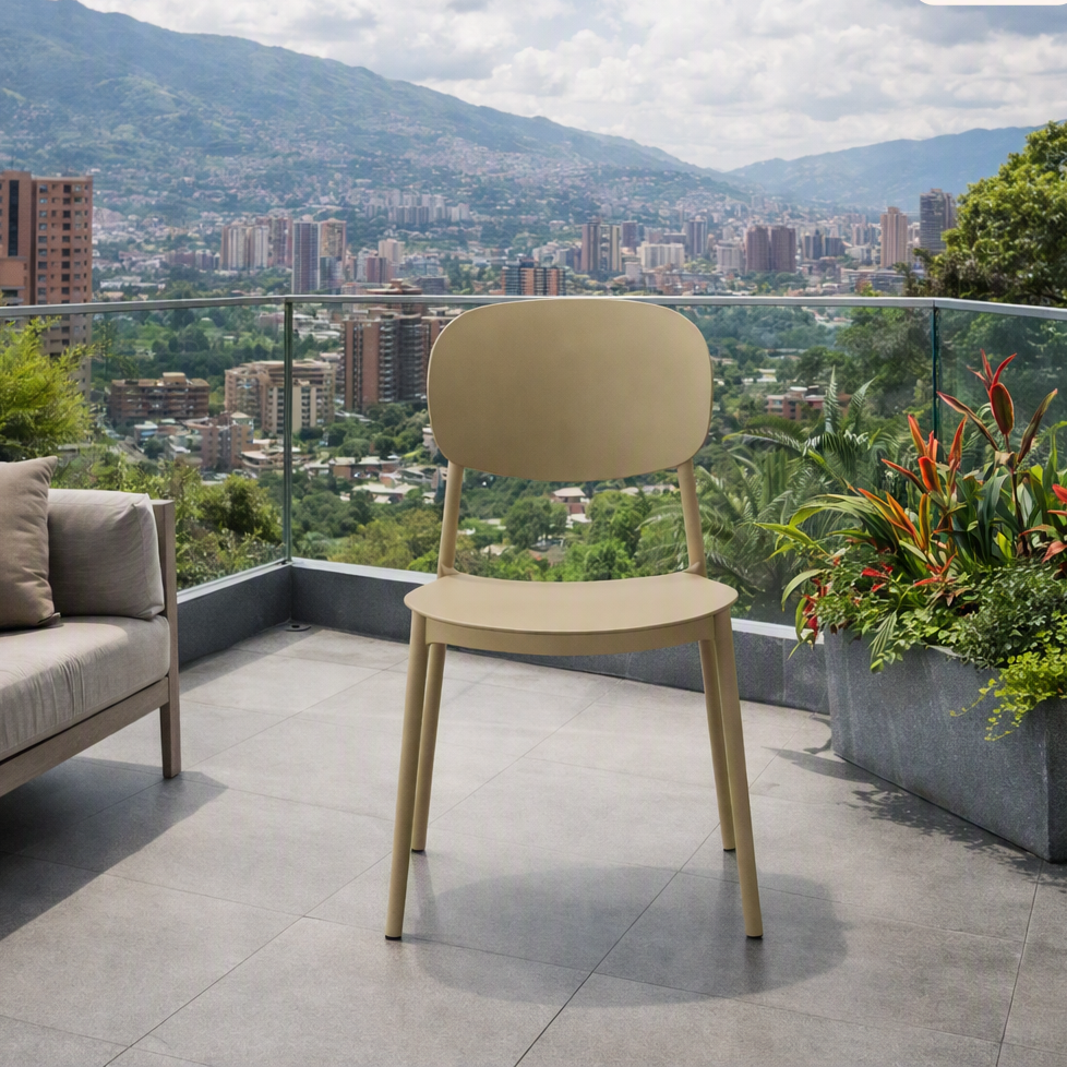 Silla Milán, Color Khaki, con Espaldar y Diseño Moderno