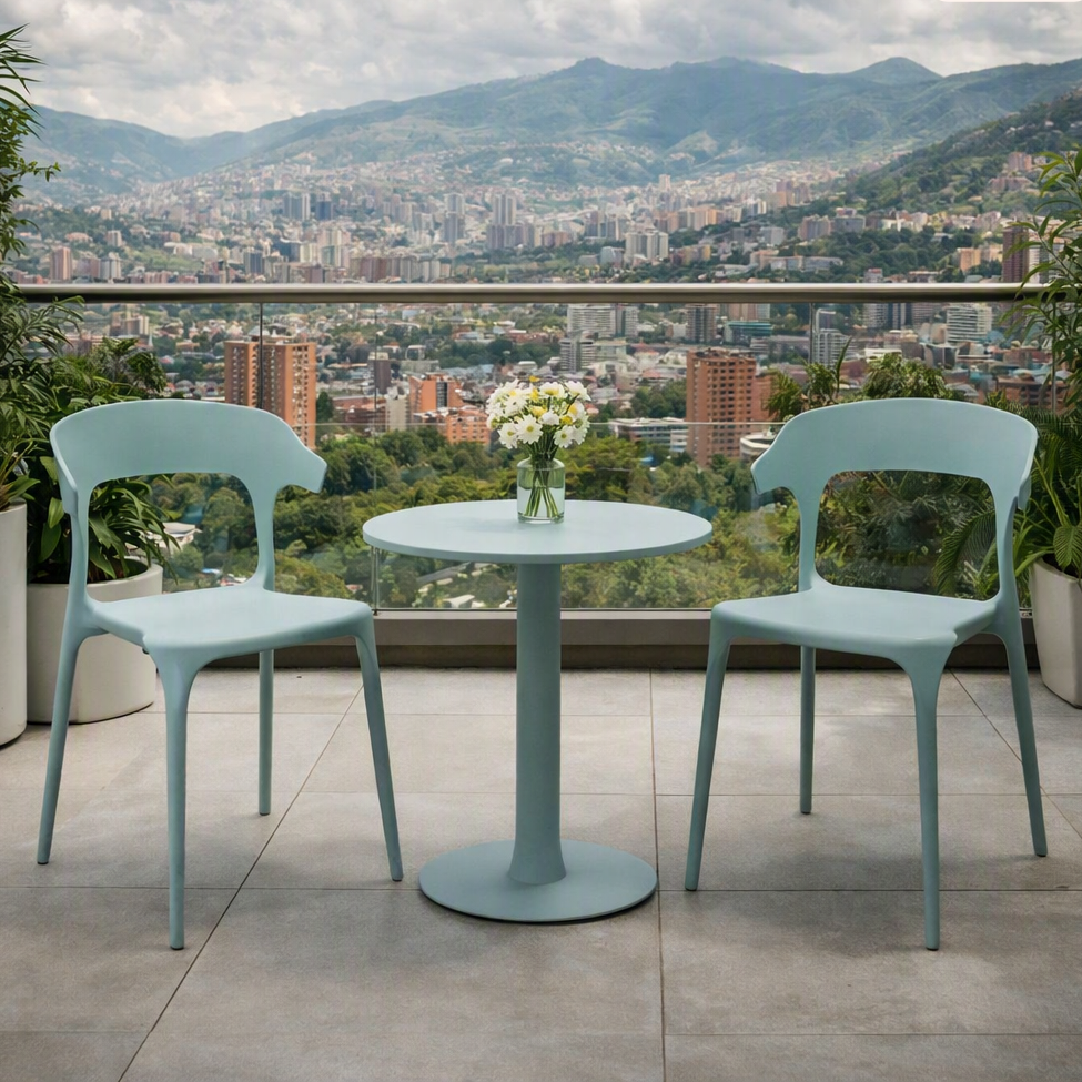 Silla Elena, Color Azul Claro, con Espaldar y Diseño Moderno