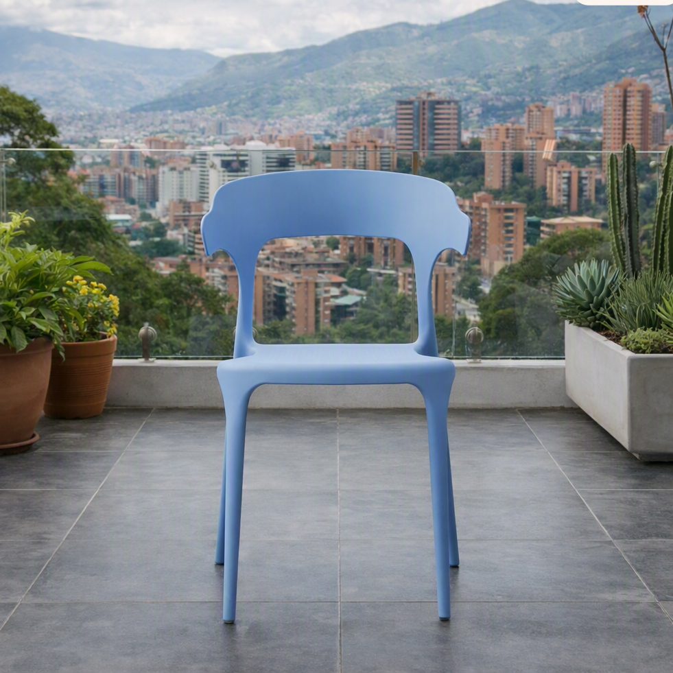 Silla Elena, Color Azul Oceano, con Espaldar y Diseño Moderno