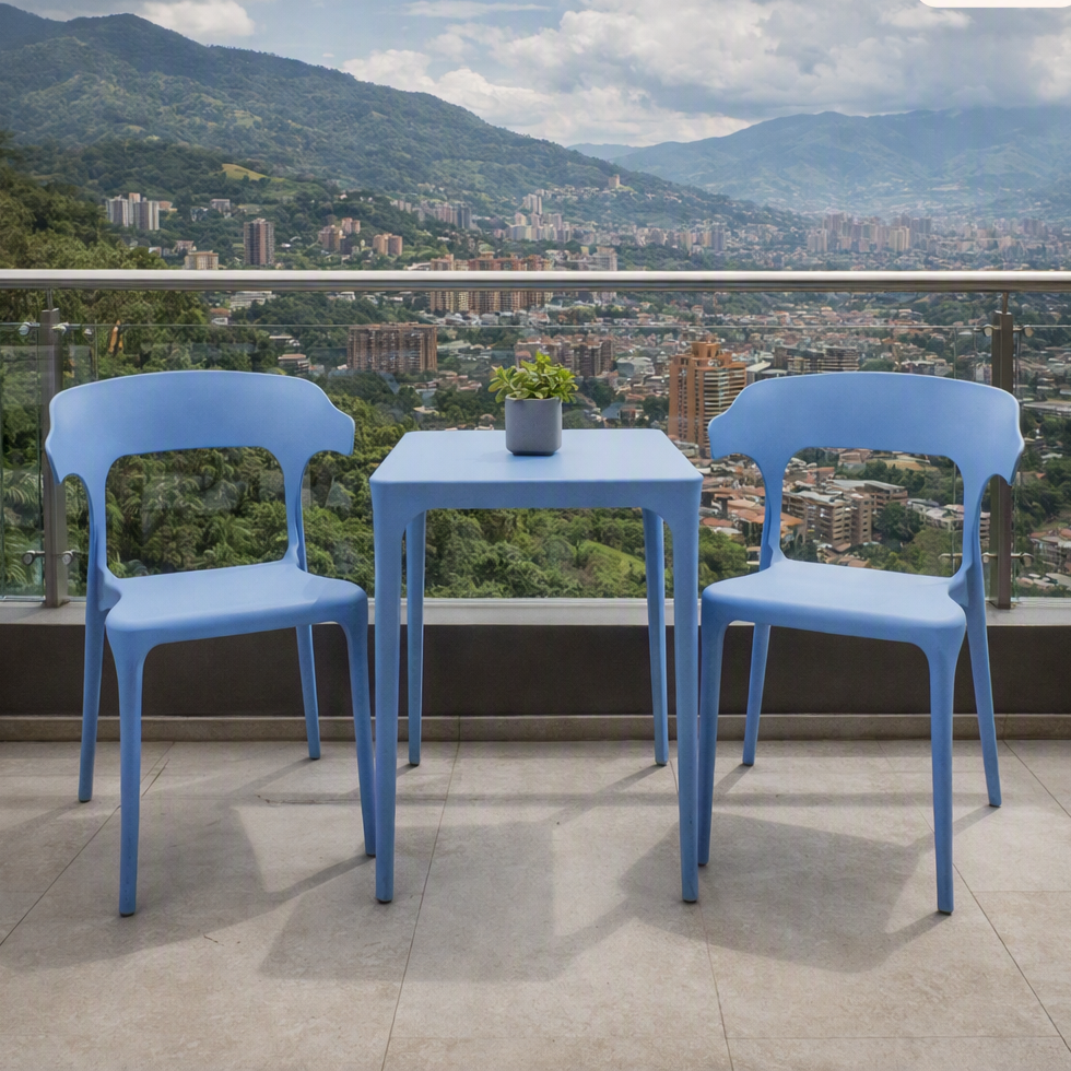 Silla Elena, Color Azul Oceano, con Espaldar y Diseño Moderno