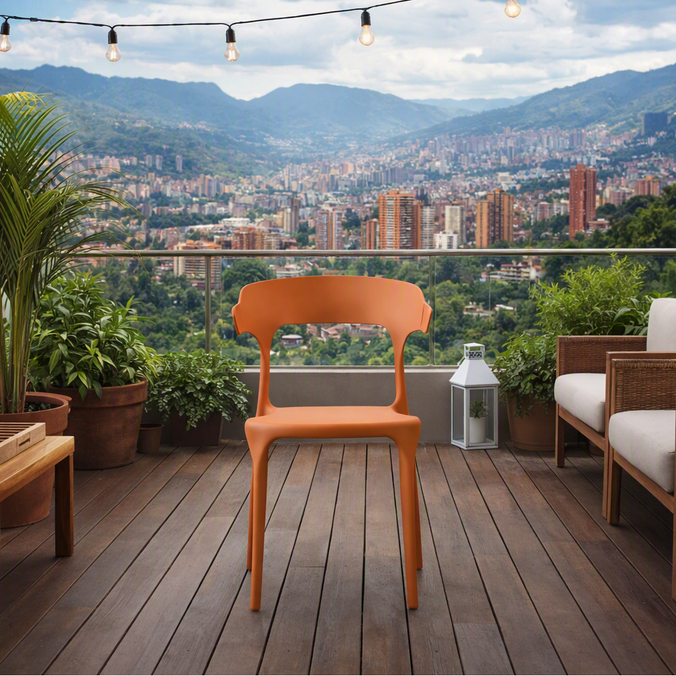 Silla Elena, Color Terracota, con Espaldar y Diseño Moderno