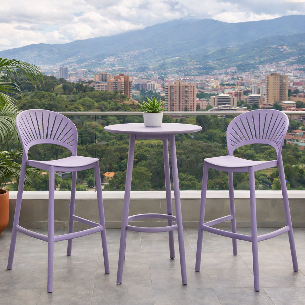 Set de 4 Sillas para Bar Paraíso, Color Lila, Diseño Moderno