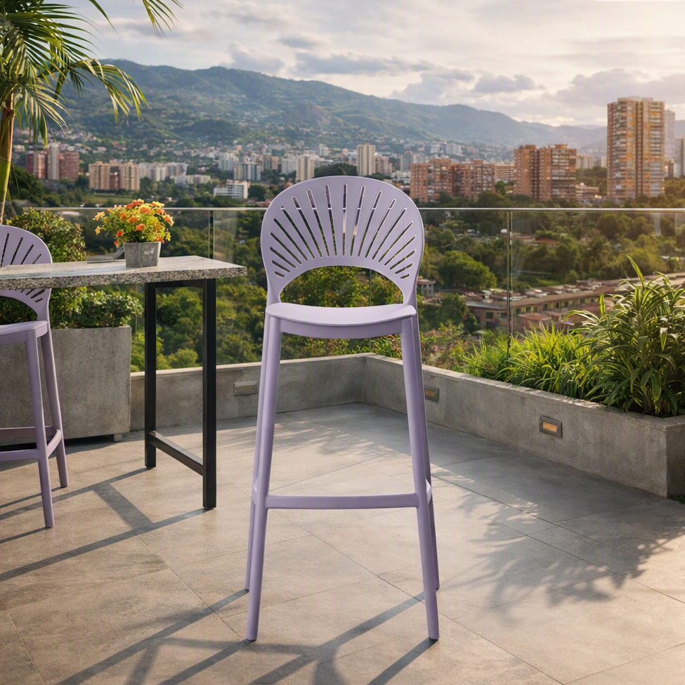 Set de 4 Sillas para Bar Paraíso, Color Lila, Diseño Moderno