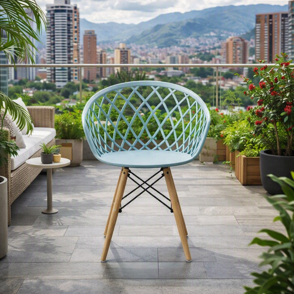 Silla Oasis con Brazos, Color Azul Claro, con Espaldar