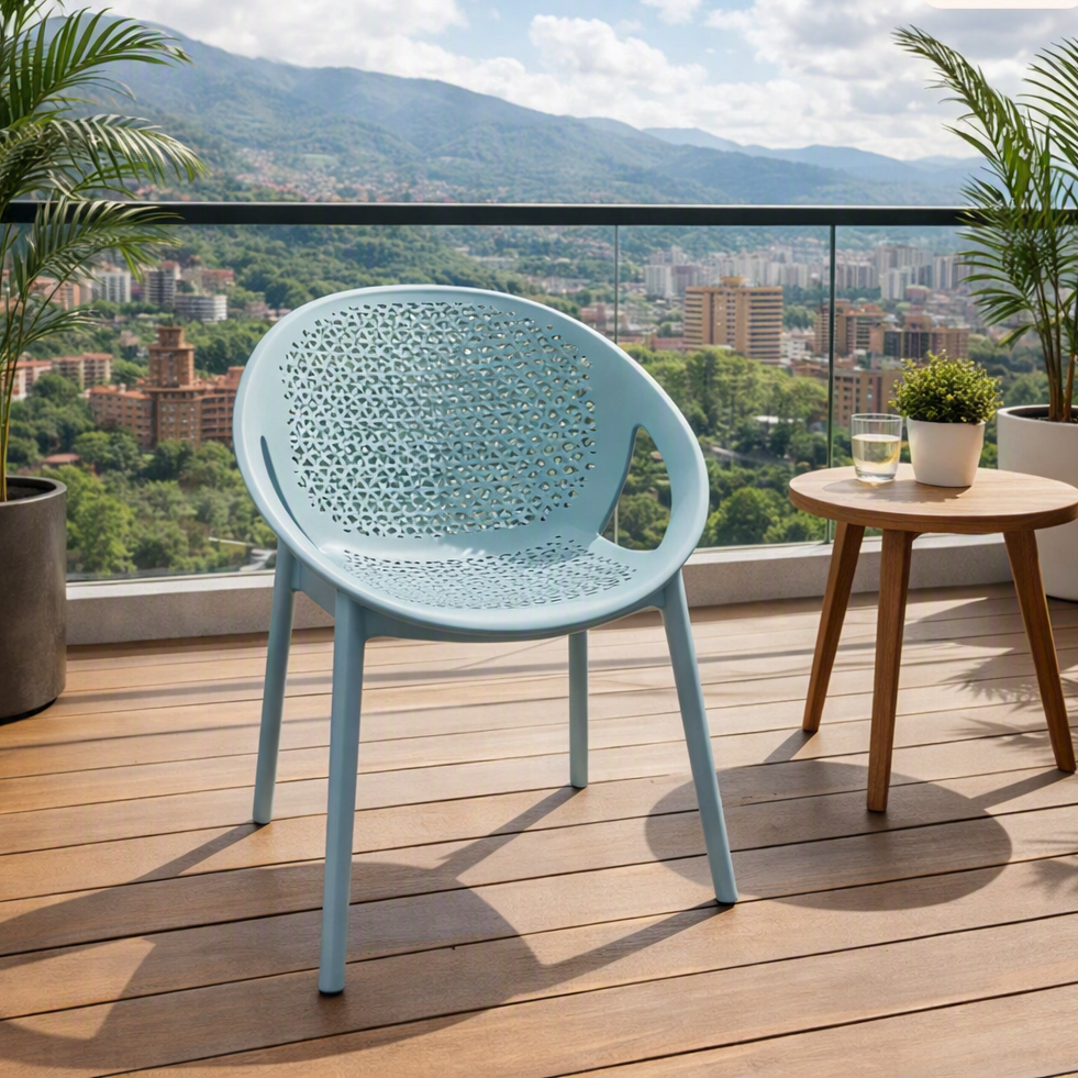 Silla Selva con Brazos, Color Azul Claro, con Espaldar