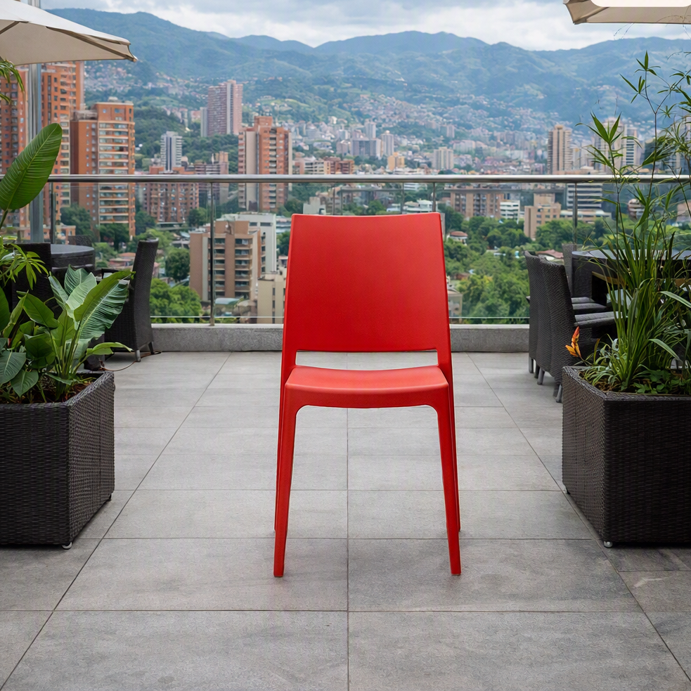 Silla Soho, Roja, con Espaldar Cerrado y Diseño Minimalista