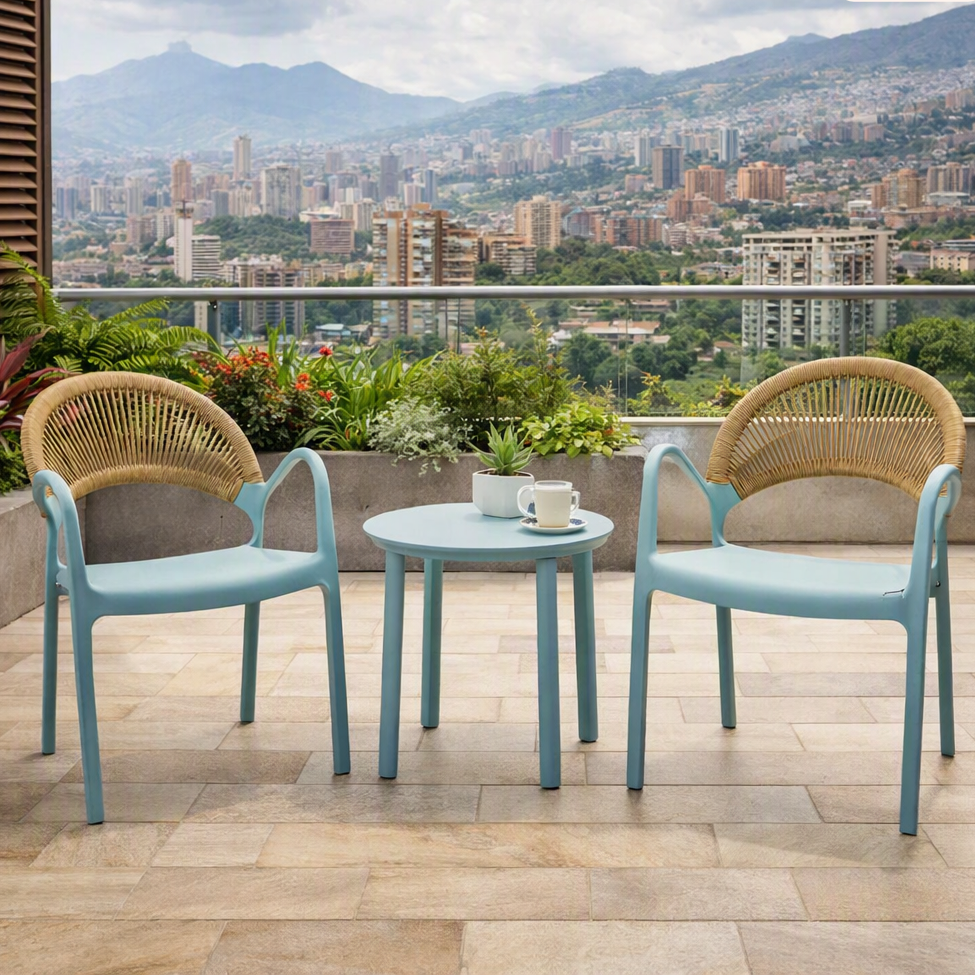 Set de 2 Sillas Daytona, Azul Claro, con Espaldar, Reposa Brazos y Diseño Minimalista