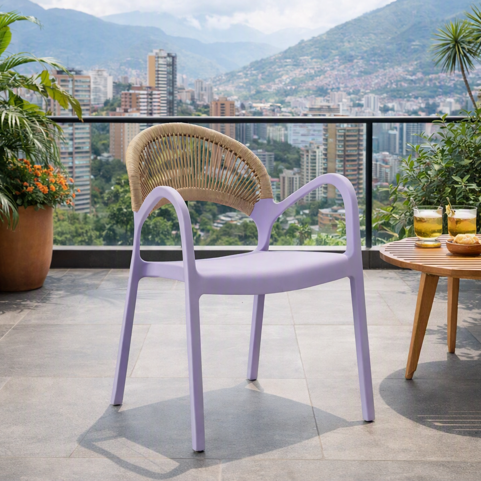 Silla Daytona, Lila, con Espaldar, Reposa Brazos y Diseño Minimalista