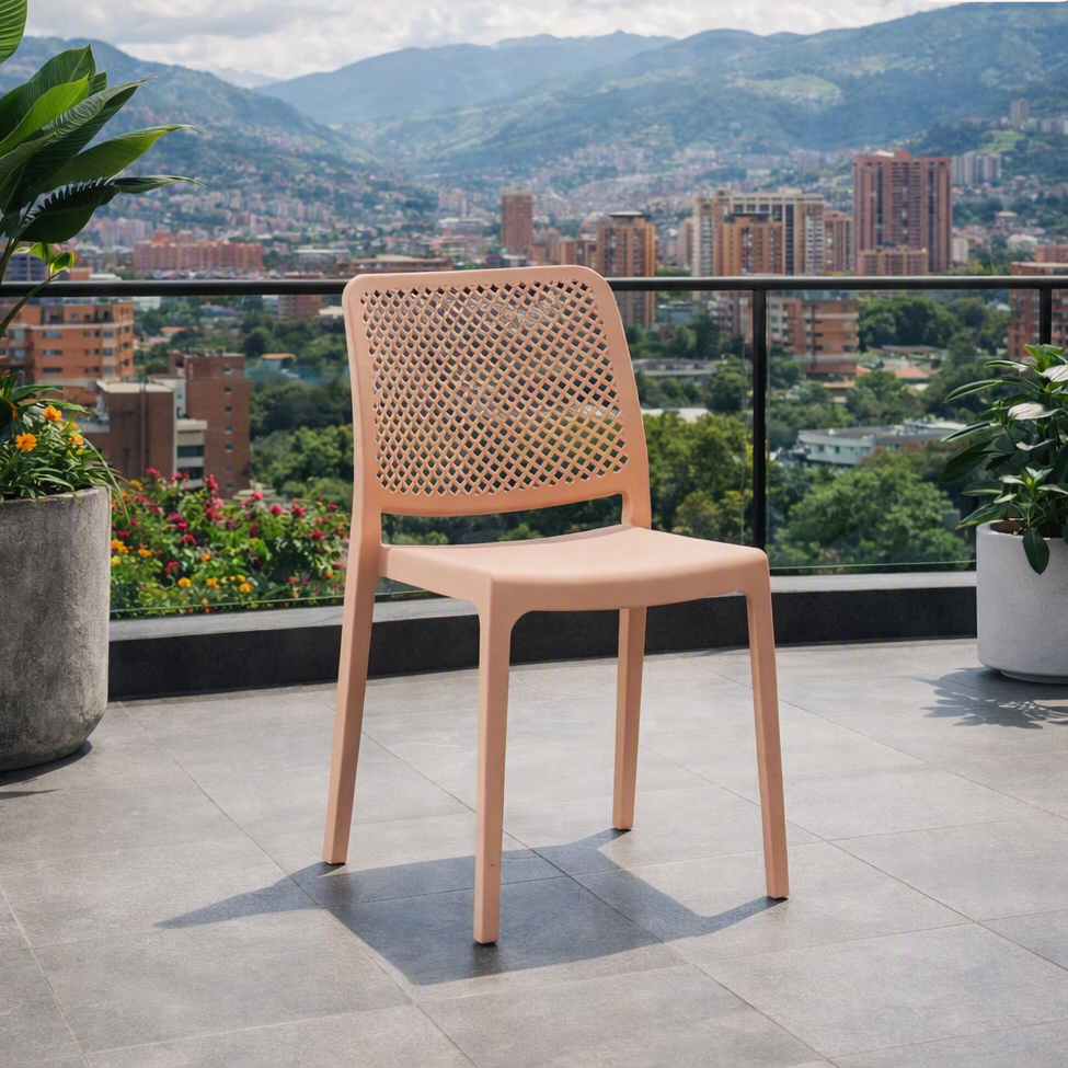 Silla Manhattan, Mandarina, con Espaldar en Rejilla y Diseño Minimalista