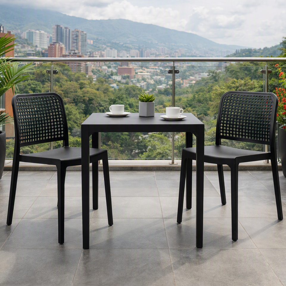 Silla Bronx , Negro, con Espaldar en Cuadrados y Diseño Minimalista
