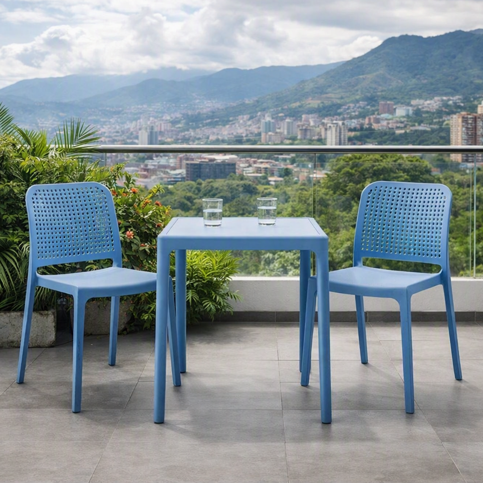 Silla Bronx , Azul Oceano, con Espaldar en Cuadrados y Diseño Minimalista
