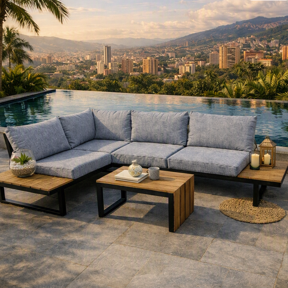 Set de Terraza Metrópolis, Gris, Diseñado Especialmente para Exteriores Modernos