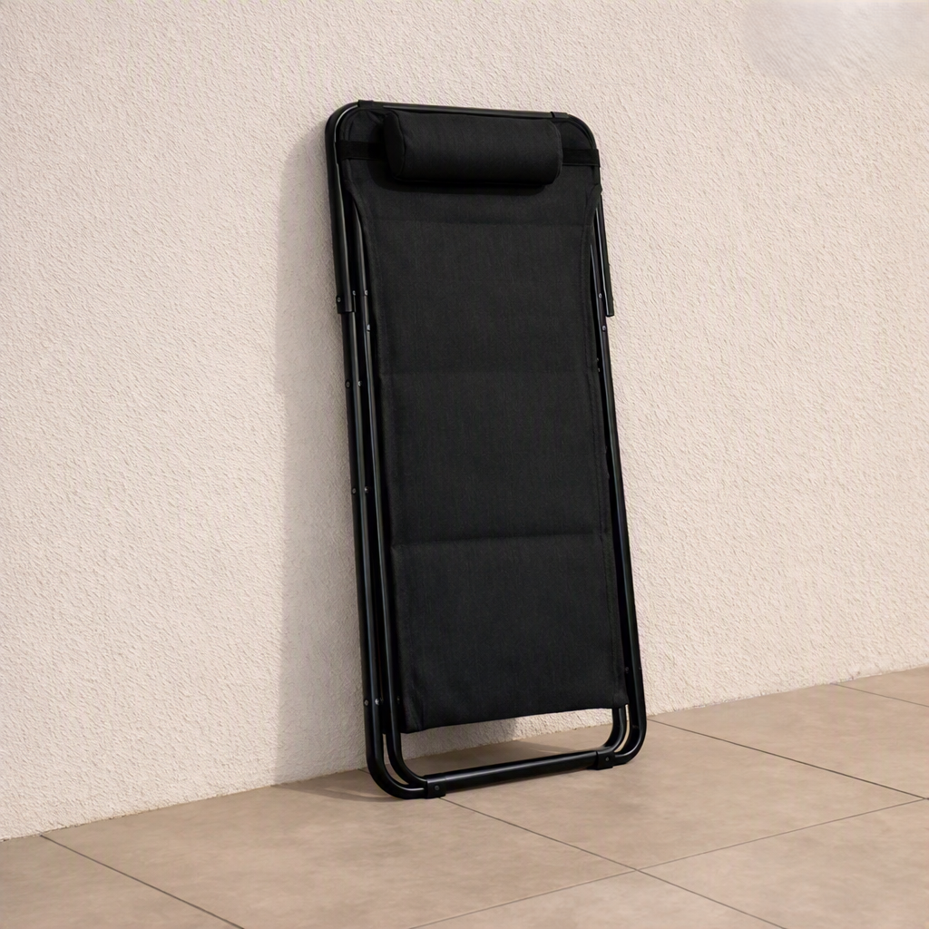 Silla Plegable Reclinable Zambia, Negro, Con tres Posiciones