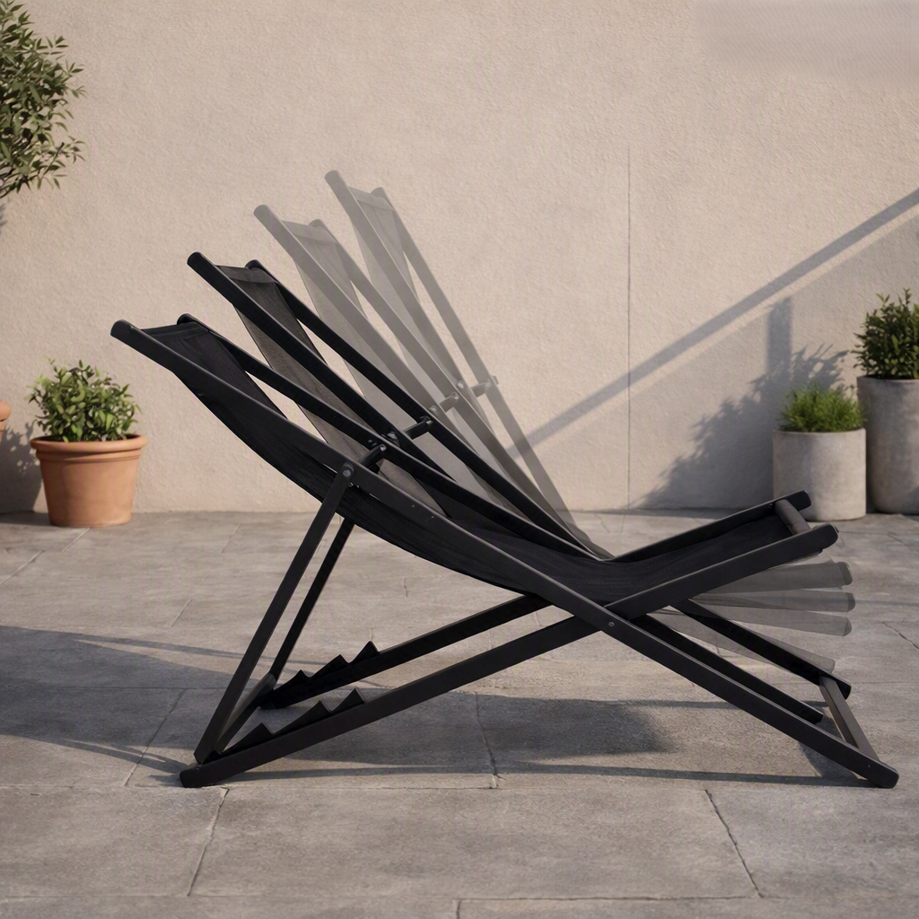 Silla Plegable Reclinable Kenya, Negro, con Tres Posiciones