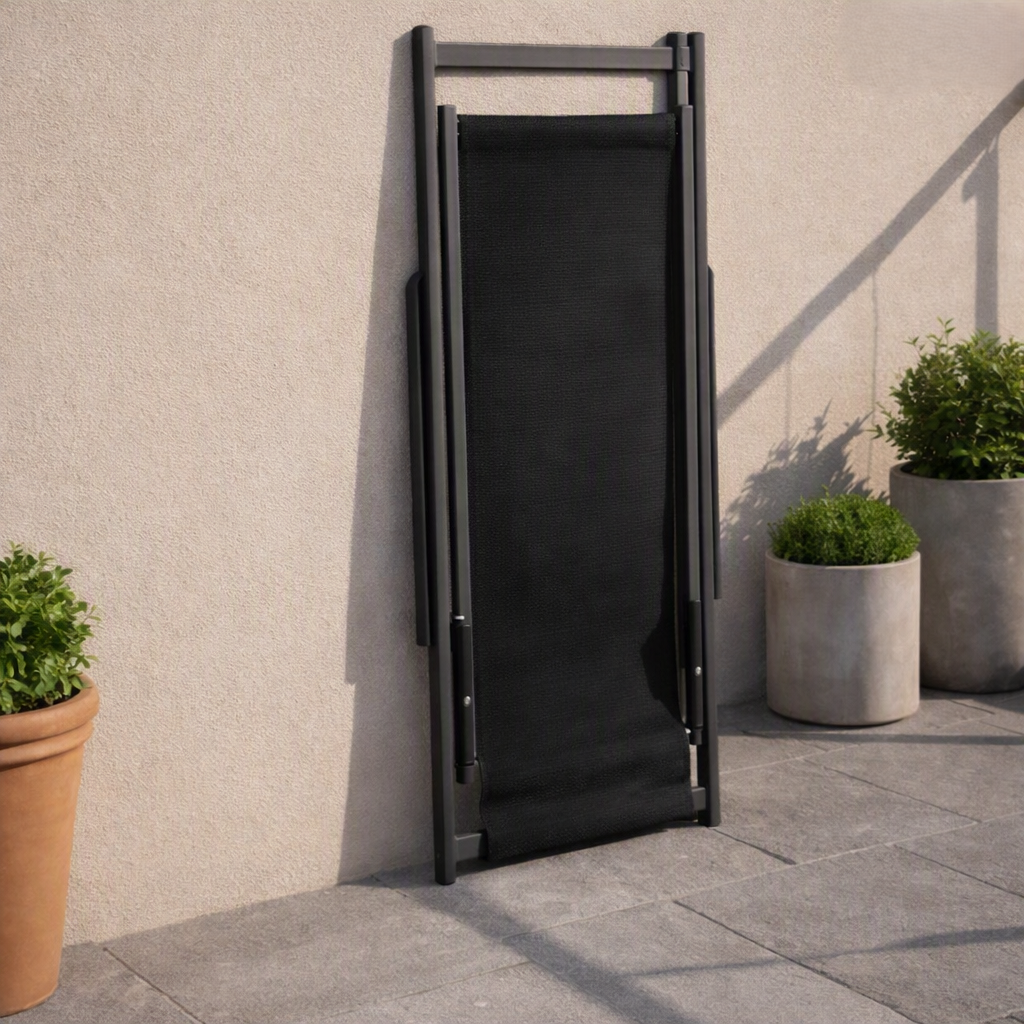 Silla Plegable Reclinable Kenya, Negro, con Tres Posiciones