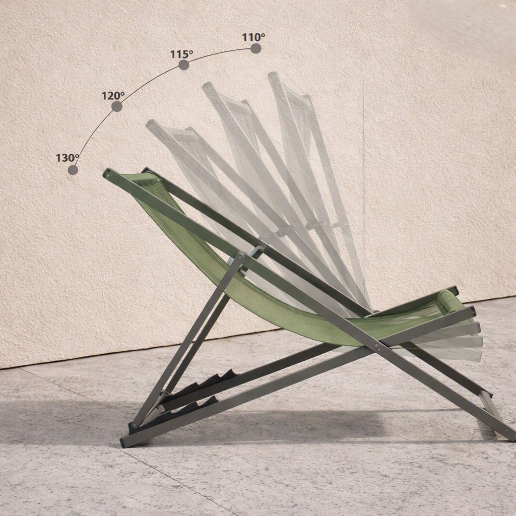Set de 2 Sillas Plegables Reclinable Kenya, Verde, con Tres Posiciones