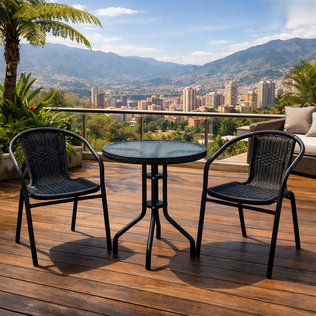 Juego de Terraza Rattan Manila, Color Negro