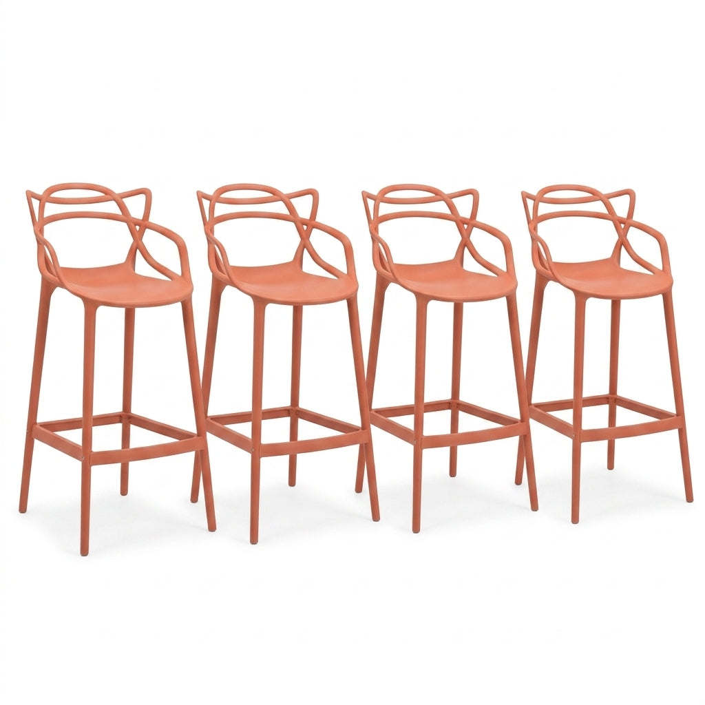 Set de 4 Sillas para Bar Palermo, Terracota, con Reposa Pies Doble Propósito